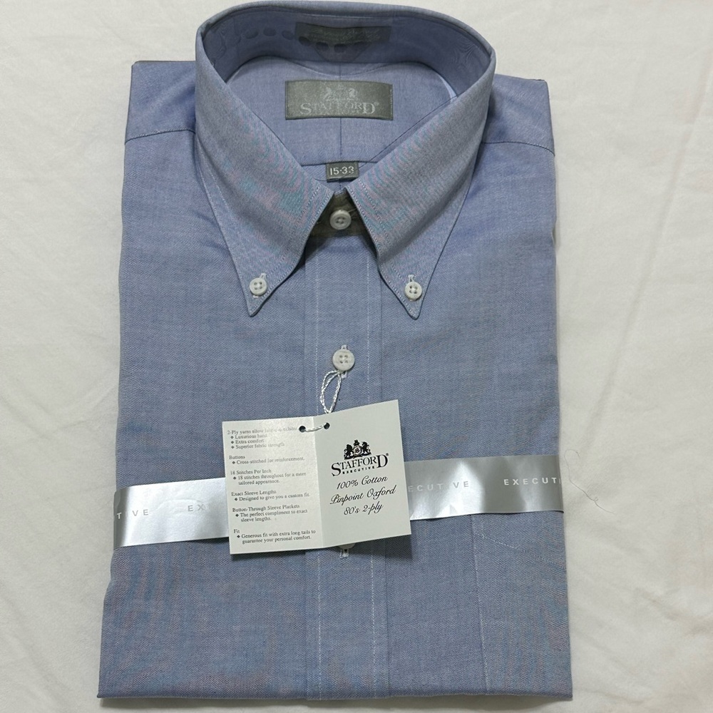 NWT - Stafford Executive, 15-33, 80’s 20 pinpoint blue oxford